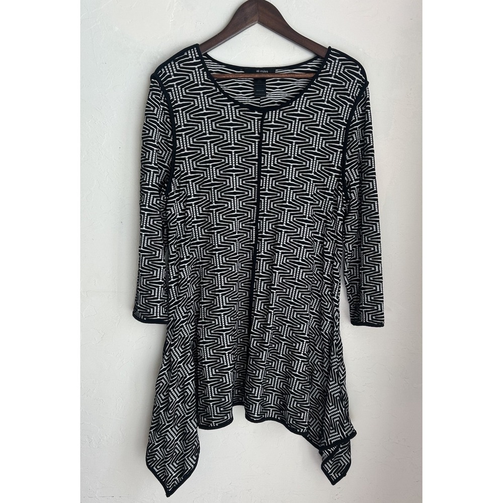 Ali Miles Tunic Dress L‎ Art To Wear Lagenlook Oversized Asymmetrical Textured